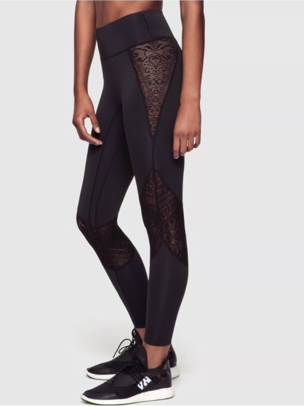 Kiki De Montparnasse High-Rise Black Lace-Panel Leggings for Women